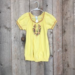 Motherhood yellow floral boho embroidered puff